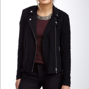 Rebecca Taylor Boucle Moto Jacket Black 12 NWT